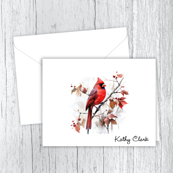 Cardinal in Autumn Personalized Note Cards