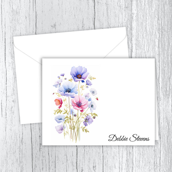Pastel Flowers Personalized Note Cards