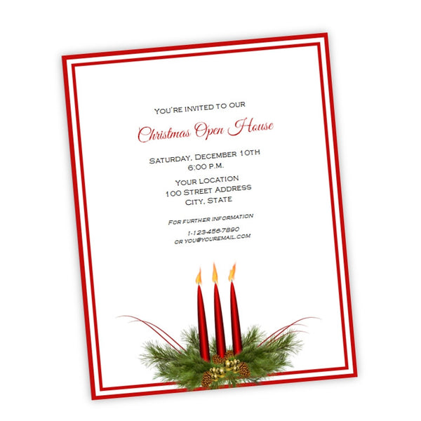 Red Candles Christmas Party Flyer Template