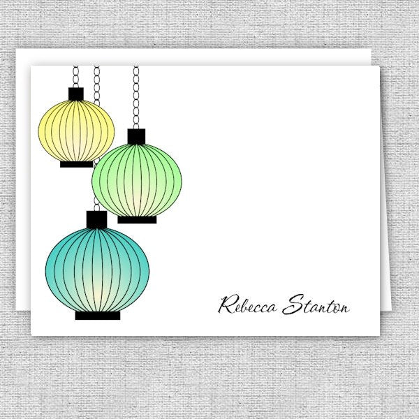 Hanging Lanterns Personalized Note Cards
