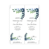 Blue and Green Leaves Tea Length Wedding Program