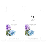 Purple & Blue Hydrangeas Table Number Template