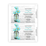 Aqua Daisies in a Mason Jar Wedding Invitation Template