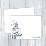 Blue & Tan Twigs - Personalized Printed Note Cards