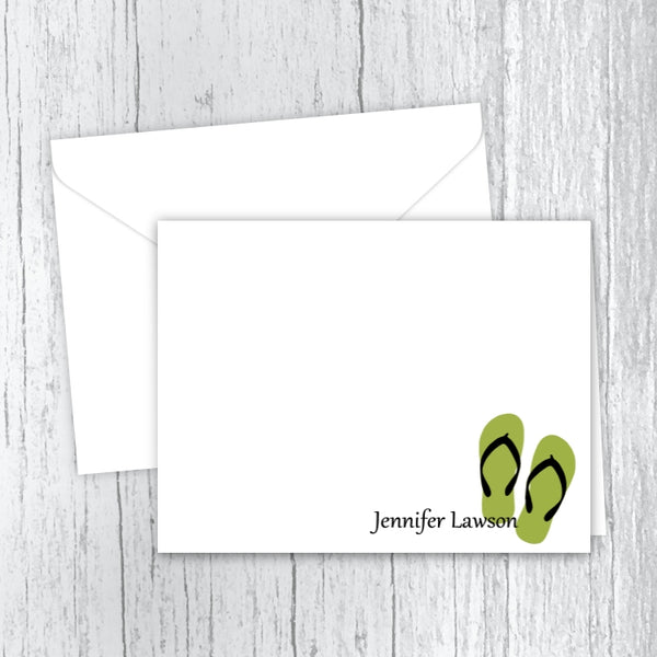 Flip Flops Personalized Printed Note Cards