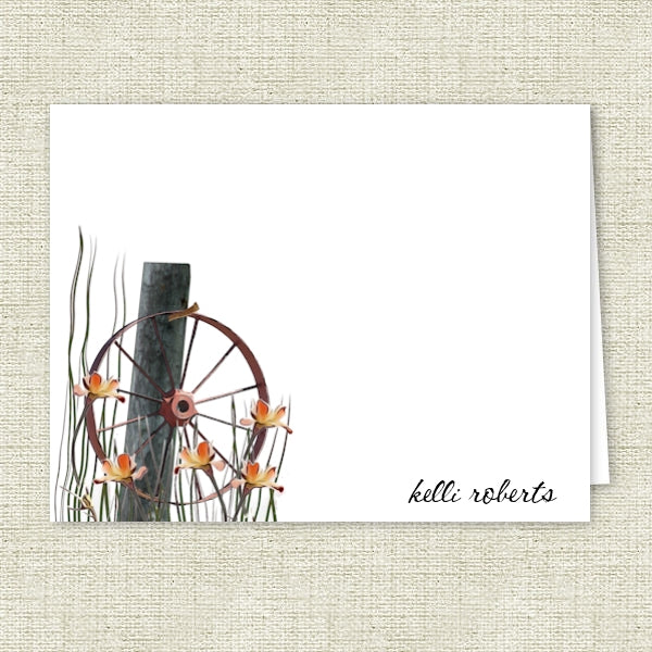 Country Wagon Wheel - Printed Personalized Note Cards