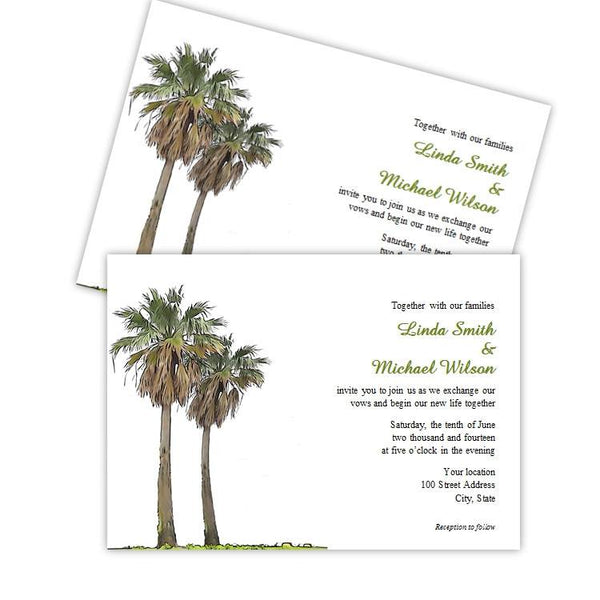 Tropical Palm Trees Wedding Invitation Template