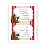 Candy Cane & Pine Christmas Party Invitation