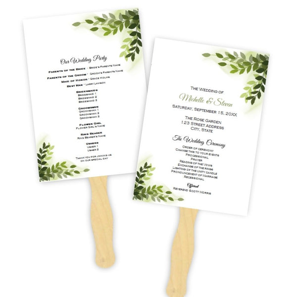 Vines Wedding Program Fan Template