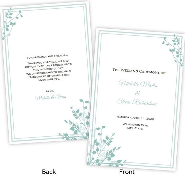 Brittany Design Wedding Program Template A J S Prints