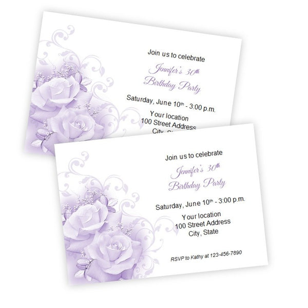 Purple Roses Birthday Invitation Template