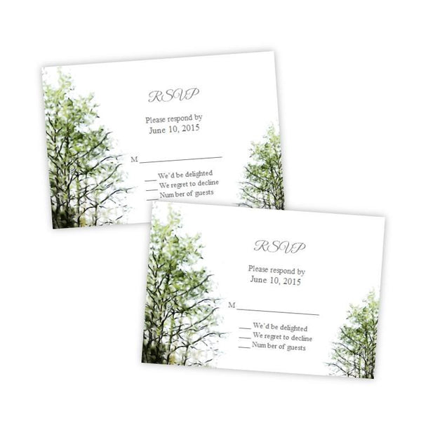Painted Trees Wedding RSVP Card Template