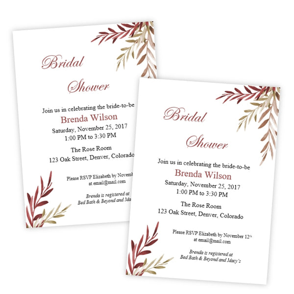 Fall Vines Bridal Shower Template