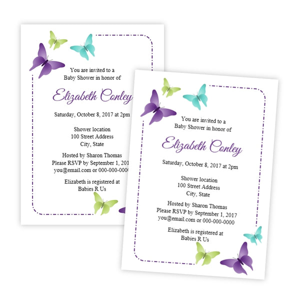 Butterflies Baby Shower Invitation