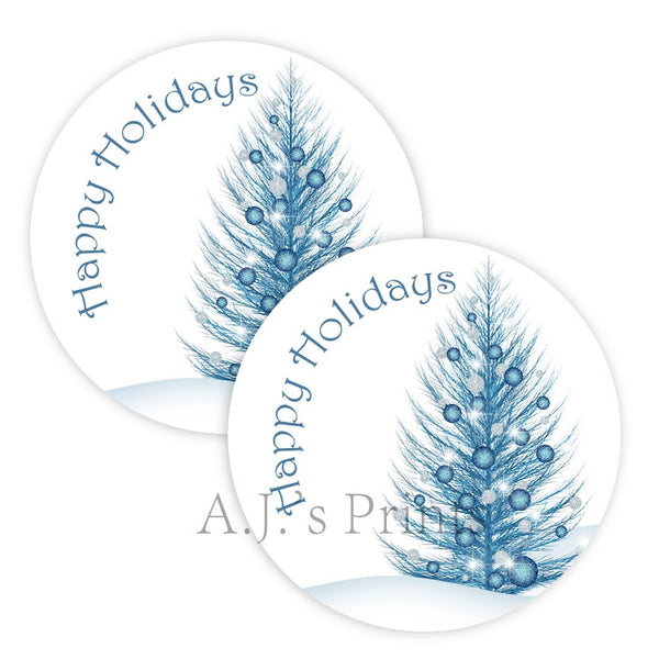 Blue Christmas Tree Stickers