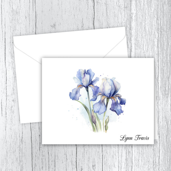 Pretty Iris Personalized Note Cards