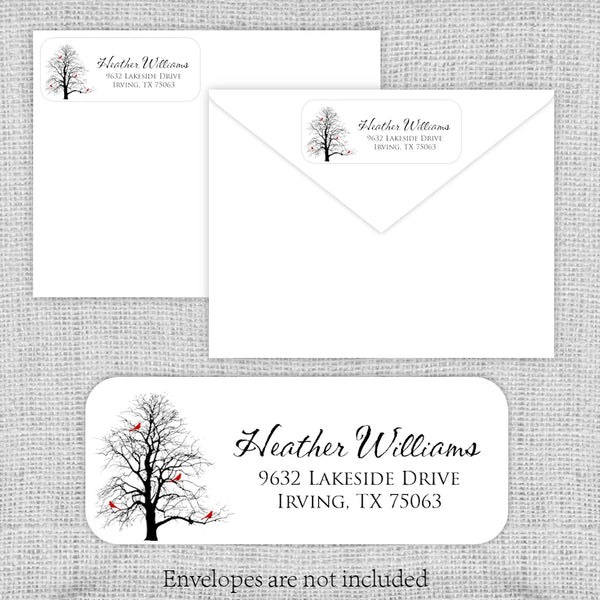 Red Birds in a Tree Return Address Labels