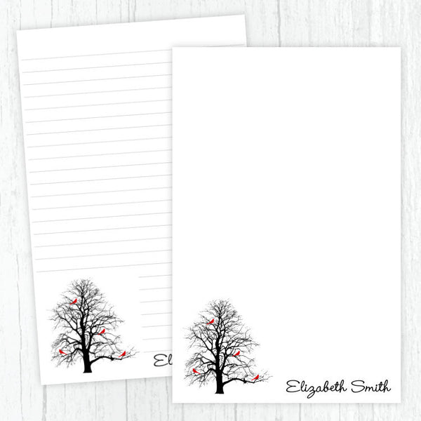 Red Birds in a Tree Personalized Notepad