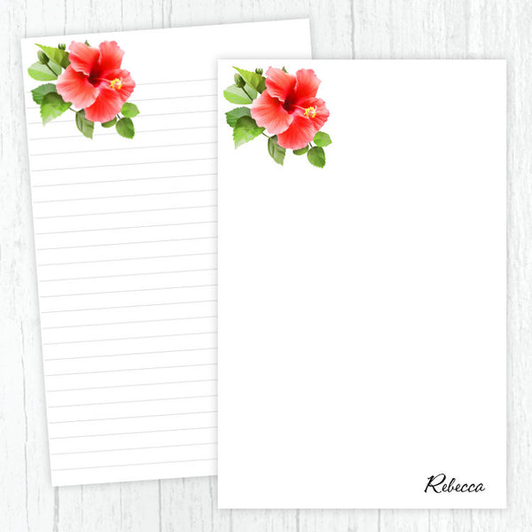 Red Hibiscus Personalized Notepad