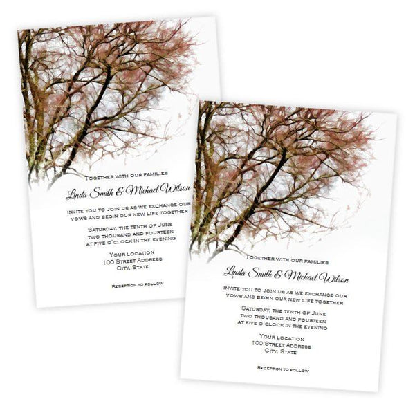 Autumn Tree Branches Wedding Invitation Template