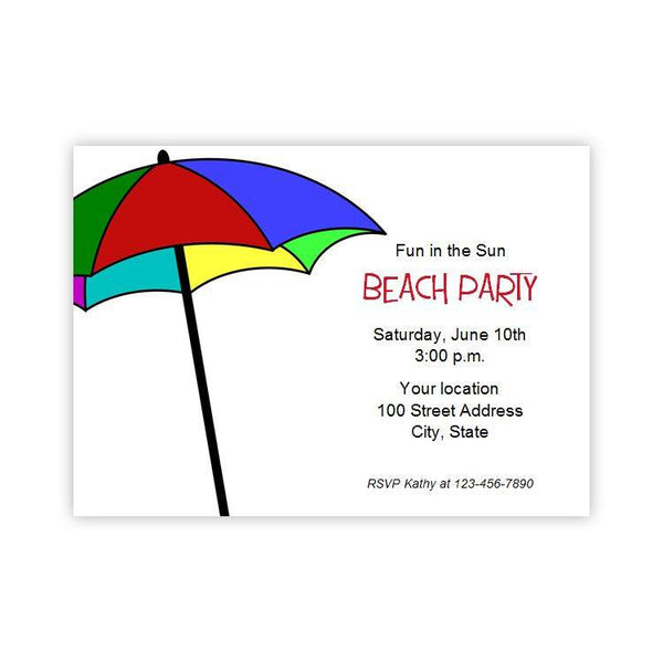 Pool or Beach Umbrella Party Invitation Template