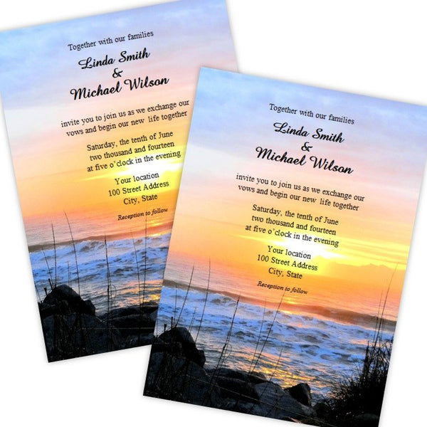 Beach Sunset Wedding Invitation Template