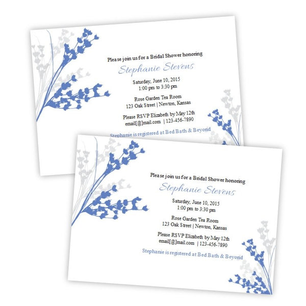 Blue & Gray Foliage Bridal Shower Template