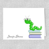 Book Worm Personalized Printed Note Cards