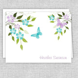 Butterflies and Flowers Personalized Note Cards