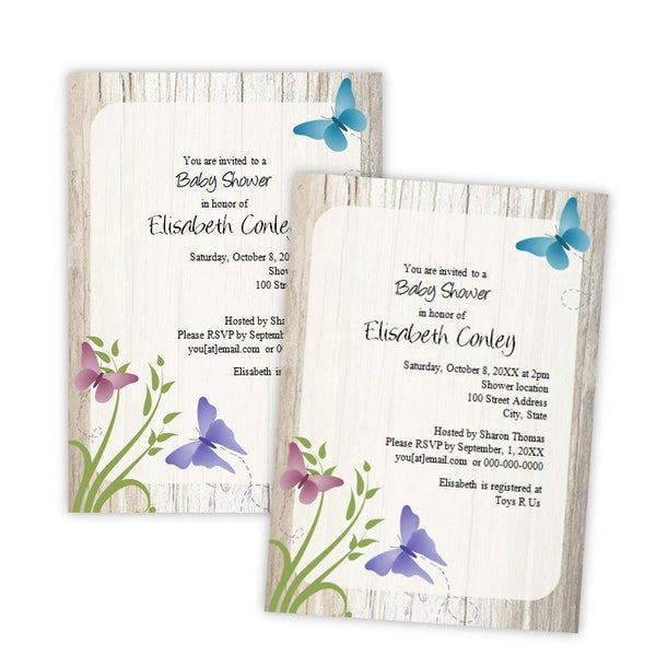 Whimsical Butterflies Baby Shower Invitation