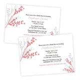 Coral & Gray Foliage Bridal Shower Invitation