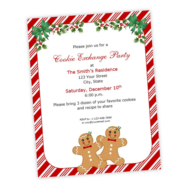 Gingerbread Men & Holly Christmas Party Flyer