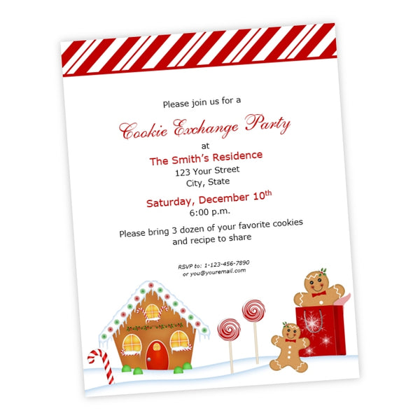 Gingerbread House Cookie Exchange Christmas Party Flyer