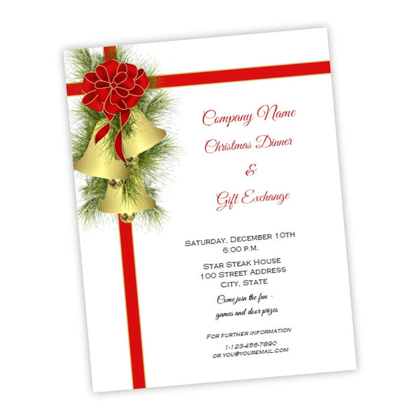 Gold Christmas Bells Party Flyer Template