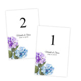 Purple & Blue Hydrangeas Table Number Template