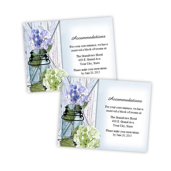 Hydrangea in a Mason Jar Wedding Enclosure Card Template