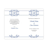 Blue Flourish Monogram Folded Wedding Program Template