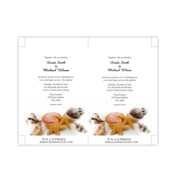 Seashells Wedding Invitation Template – A.J.’s Prints