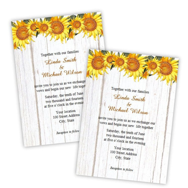 Country Sunflowers Wedding Invitation Template