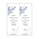 Cobalt Blue & Gray Foliage Tea Length Wedding Program