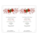 Elegant Red Flourish & Bow Christmas Party Invitation