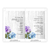 Purple & Blue Hydrangeas - Barn Wood Wedding Program Fan Template
