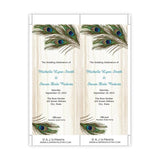 Peacock Feathers on Wood Tea Length Wedding Program