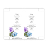 Purple & Blue Hydrangeas Menu Card Template
