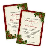 Pine Cones and Holly Christmas Wedding Invitation