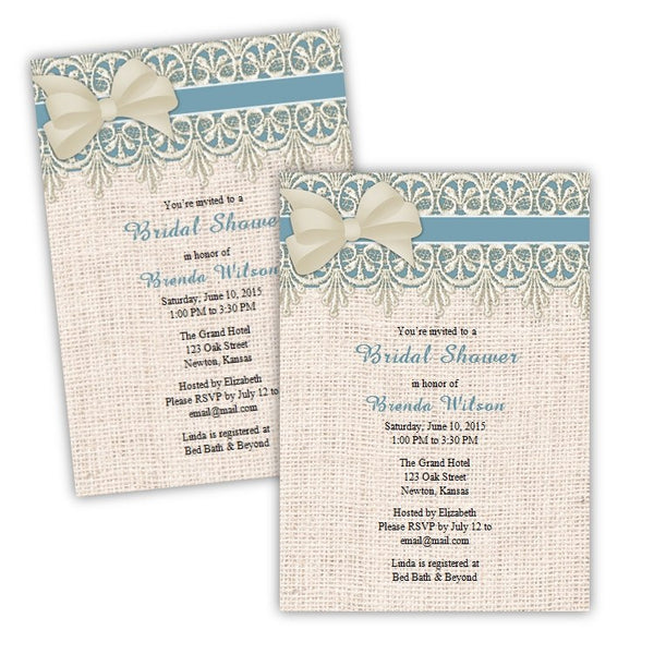 Lace and Burlap Bridal Shower Invitation