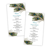 Peacock Feathers Menu Card Template