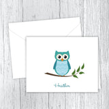 Teal Owl Personalized Note Cards