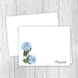 Blue Hydrangeas Personalized Note Cards
