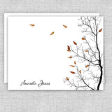 Personalized Printed Note Cards - Fall Tree